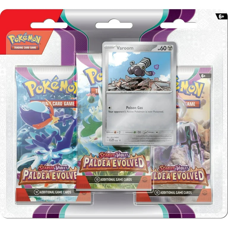 Pokémon Paldea Evolved 3-pack Blister: Includes 3 Booster Packs + 1 Holographic Promo Card