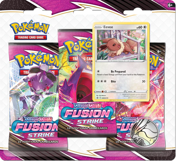 Pokémon Fusion Strike 3-pack Blister: Includes 3 Booster Packs + 1 Eevee Holographic Promo
