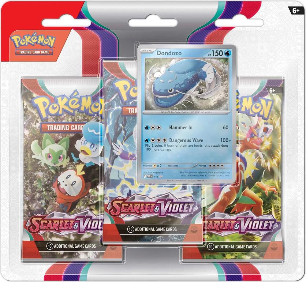 Pokémon SV Base 3-pack Blister: Includes 3 Booster Packs + 1 Holographic Promo