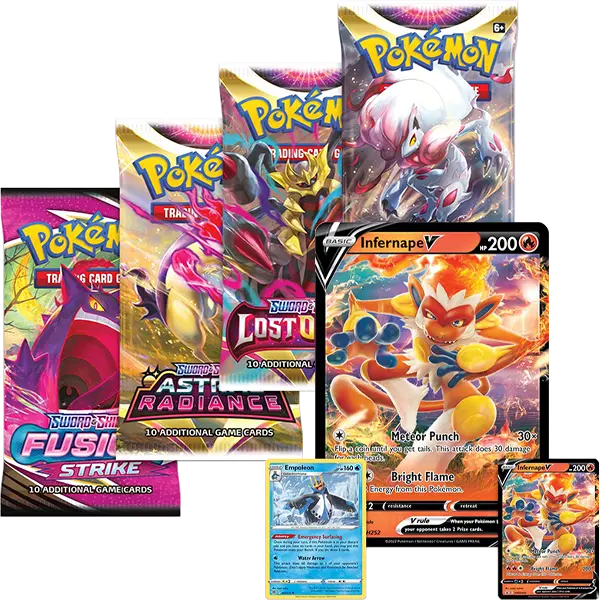 Pokémon Infernape V Box - Includes 4 SWSH Booster Packs + 3 Promos